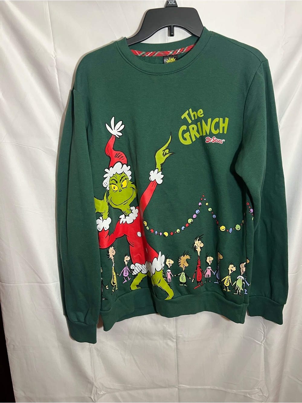 Size Medium The Grinch Crewneck Sweatshirt - Green with Red Graphic